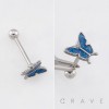 SPARKLING BUTTERFLY GLITTER CHARM 316L SURGICAL STEEL TONGUE BARBELL